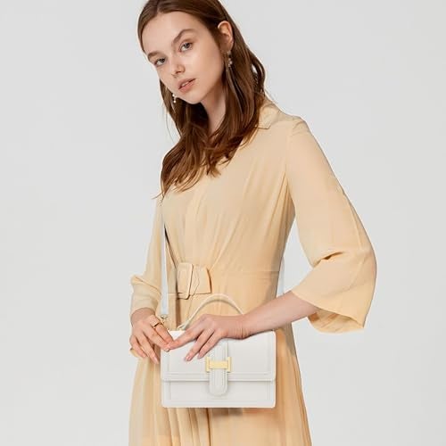 KKXIU Cream Designer Crossbody Bags - Purses for Women Vegan Leather Purses and Handbags Shoulder Top Handle Bag - Image 3