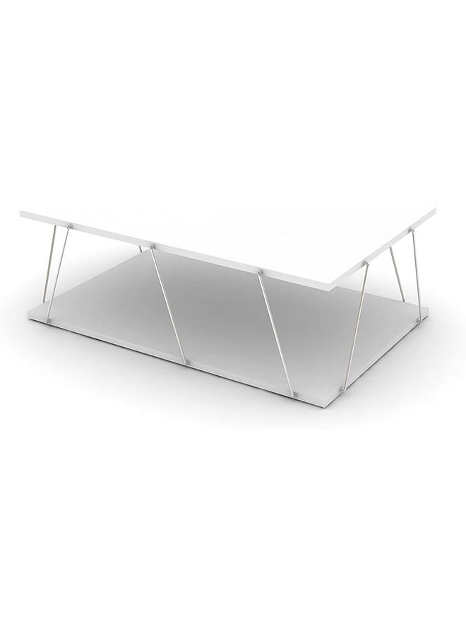 Home Canvas Made In Turkey Tars Modern Coffee Table for Living Room, Easy Assembly - White and Chrome - Image 3