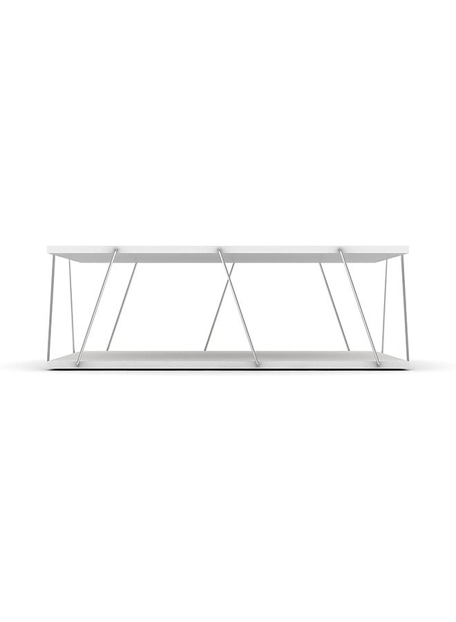Home Canvas Made In Turkey Tars Modern Coffee Table for Living Room, Easy Assembly - White and Chrome - Image 5