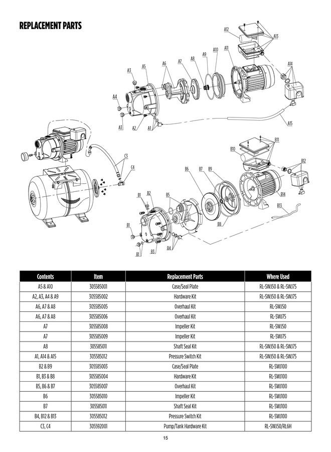Red Lion 305585005 Overhaul Repair Kit for RL-SWJ50 Shallow Well Jet Pump, Natural - Image 5