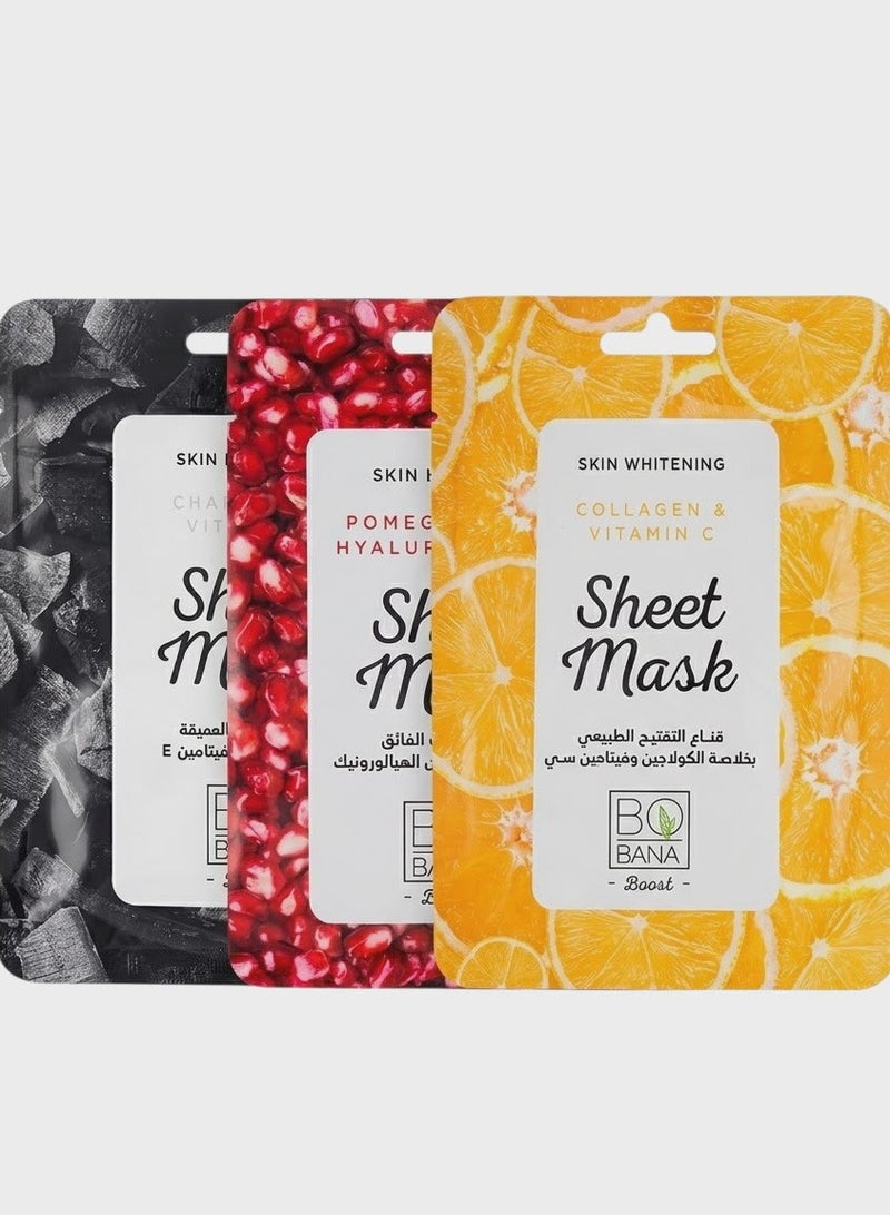 بوبانا عرض ثلاثي النضارة والترطيب والتنقية من أقنعة بوبانا (الفحم + الرمان + فيتامين سي) - Image 1