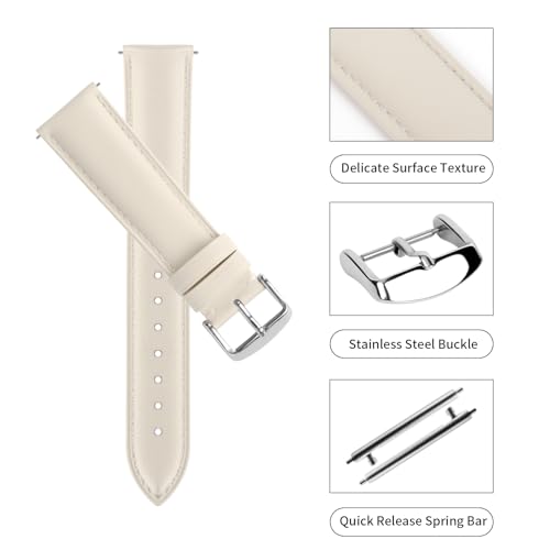 TStrap Leather Watch Bands for Moonswatch - Beige Watch Strap Compatible with Omega x Swatch Moonwatch - 20mm Quick Release Watch Band Replacement for Moonswatch Speedmaster - Image 3