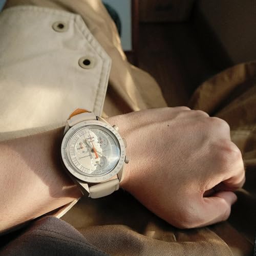 TStrap Leather Watch Bands for Moonswatch - Beige Watch Strap Compatible with Omega x Swatch Moonwatch - 20mm Quick Release Watch Band Replacement for Moonswatch Speedmaster - Image 5