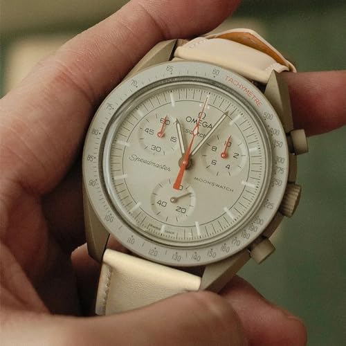 TStrap Leather Watch Bands for Moonswatch - Beige Watch Strap Compatible with Omega x Swatch Moonwatch - 20mm Quick Release Watch Band Replacement for Moonswatch Speedmaster - Image 4