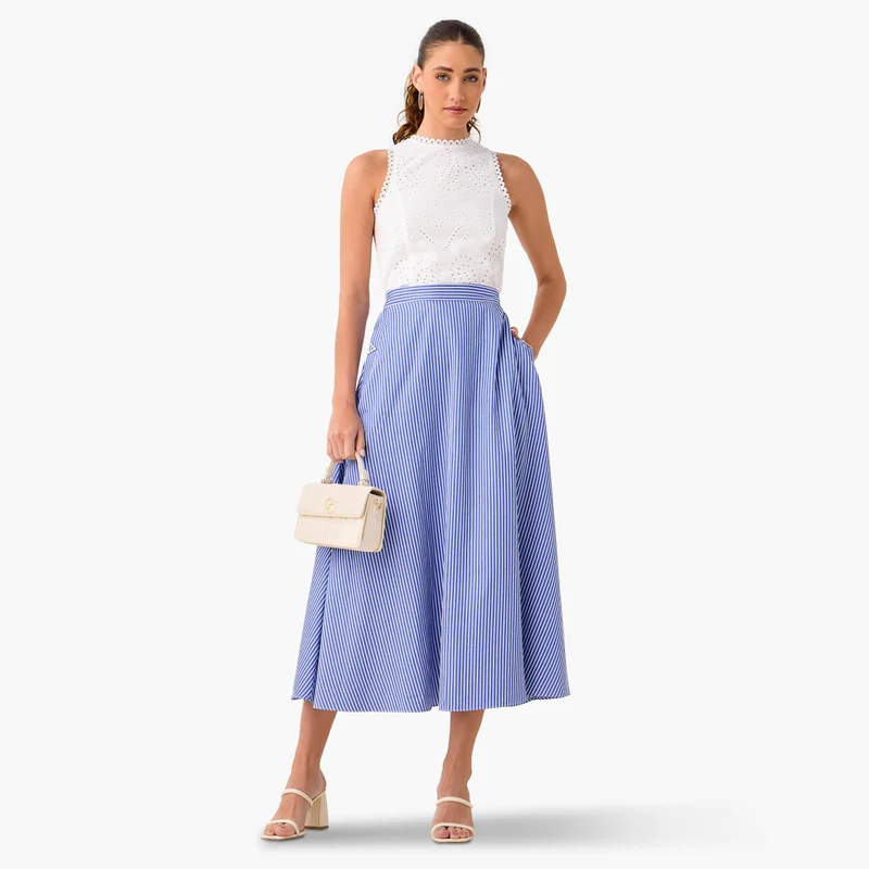 2Xtremz 2Xtremz Striped A-Line Maxi Skirt with Pockets