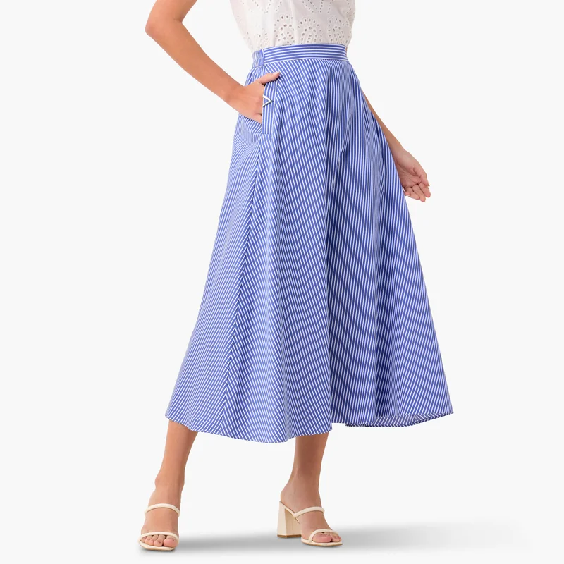 2Xtremz 2Xtremz Striped A-Line Maxi Skirt with Pockets