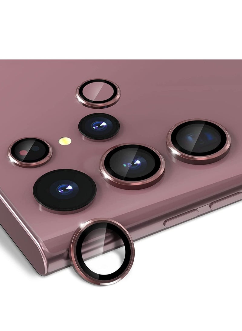 Raxoom Samsung Galaxy S22 Ultra Camera Lens Protector [3+2], Anti Scratch HD Tempered Glass Back Camera Protective Film Ring Cover, Burgundy - Image 1