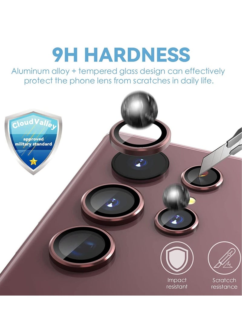 Raxoom Samsung Galaxy S22 Ultra Camera Lens Protector [3+2], Anti Scratch HD Tempered Glass Back Camera Protective Film Ring Cover, Burgundy - Image 4