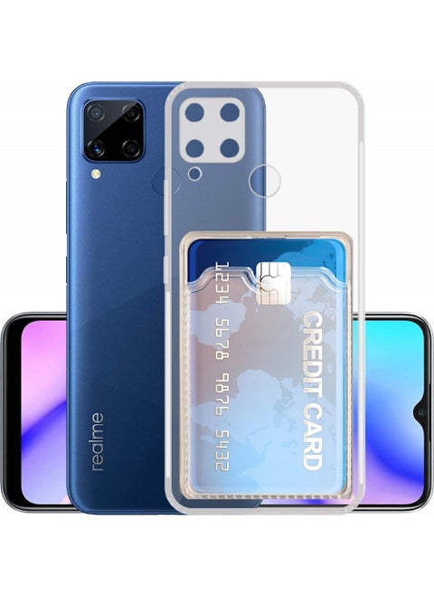 Realme C15 Setra Transparent Silicone Case with Camera Protection and Card Holder