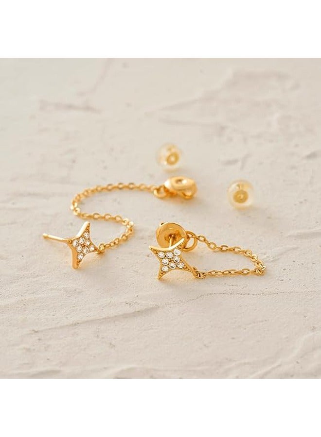 Mevecco Women Huggie Hoop Earrings Gold Ear Stud Cuff 14K Gold Filled Small Boho Beach Simple Delicate Handmade Hypoallergenic Jewelry Gift - Image 5