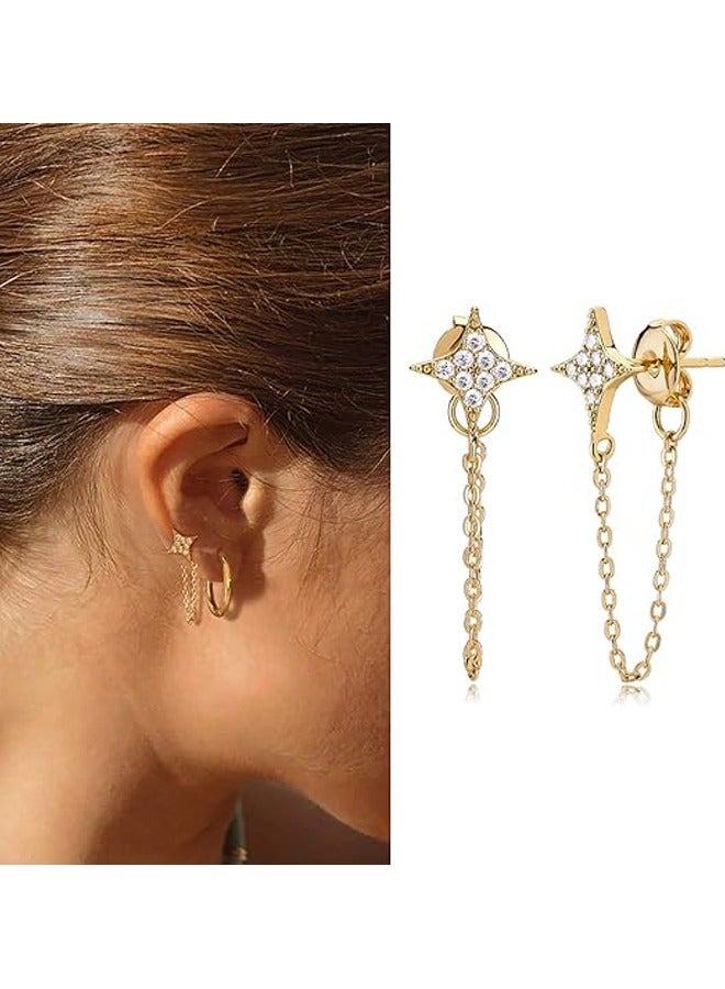 Mevecco Women Huggie Hoop Earrings Gold Ear Stud Cuff 14K Gold Filled Small Boho Beach Simple Delicate Handmade Hypoallergenic Jewelry Gift - Image 3