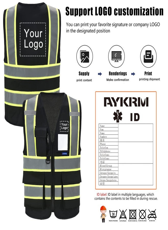 AYKRM 11 colors available safety vest reflective purple High Visibility Reflective Safety Vest for Women Men High Visibility Security with Pockets Zipper - Image 2