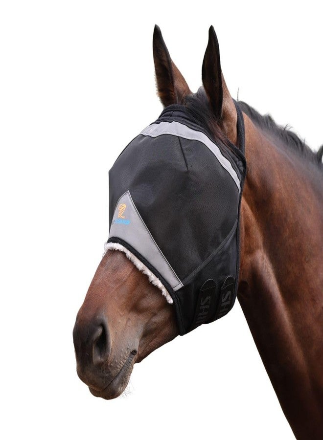Shires FlyGuard Pro Fine Mesh Earless Fly Mask - Extra Full Size | Lightweight Polyester Fly & Insect Protection | Breathable Fine Mesh for Turnout, Grazing & Stable Use | Jet Colour - Image 2