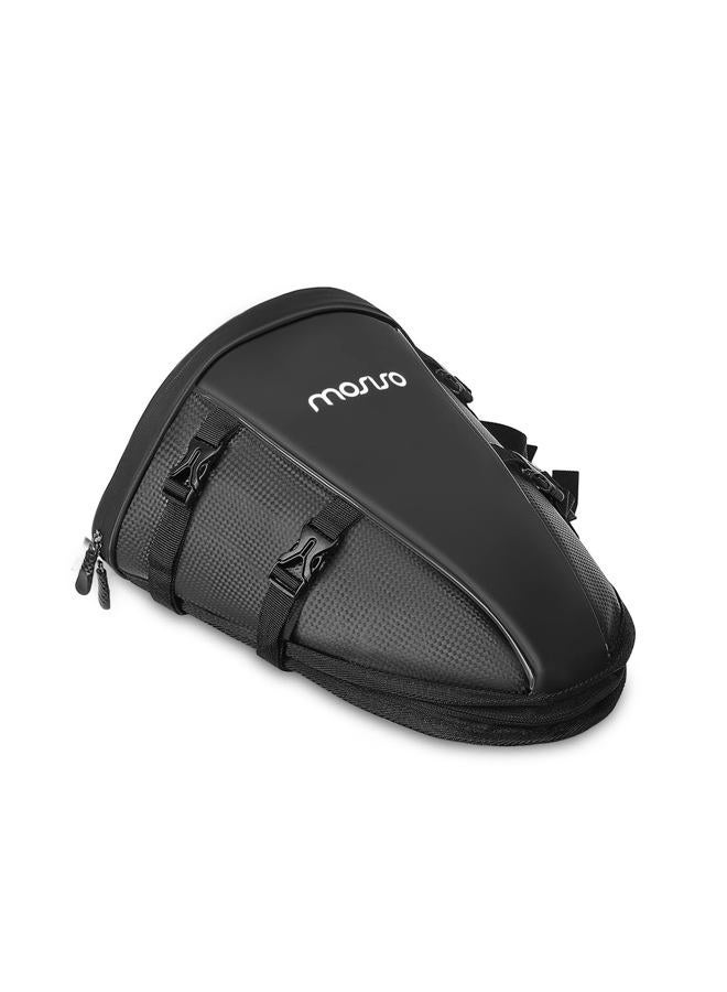Mosiso Motorcycle Tail Bag Multifunctional Waterproof Polyester Storage Saddle Bag, 10L Outdoor Sports Motorbike Rear Seat Light Tank Bag Tool Carry Bag with Shoulder Strap, Black - Image 1