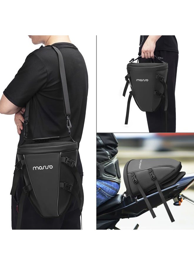 Mosiso Motorcycle Tail Bag Multifunctional Waterproof Polyester Storage Saddle Bag, 10L Outdoor Sports Motorbike Rear Seat Light Tank Bag Tool Carry Bag with Shoulder Strap, Black - Image 5