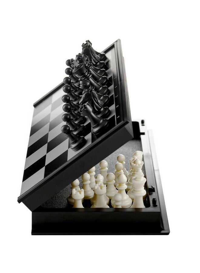 مجموعة لوحة شطرنج  مع بيادق مغناطيسية - ألعاب قابلة للطي ومناسبة للسفر للأطفال والكبار (أسود وأبيض) - Image 1