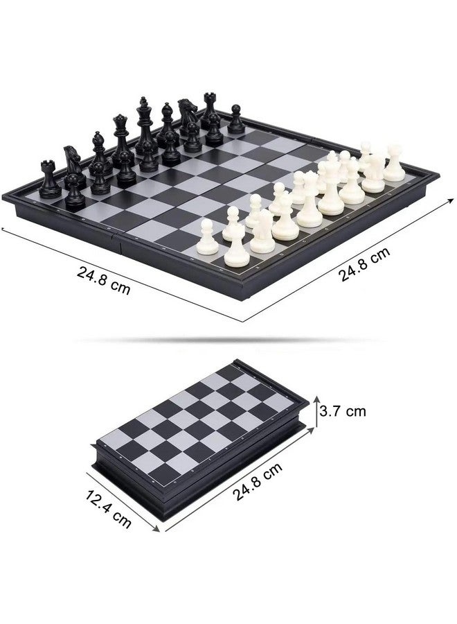 مجموعة لوحة شطرنج  مع بيادق مغناطيسية - ألعاب قابلة للطي ومناسبة للسفر للأطفال والكبار (أسود وأبيض) - Image 2