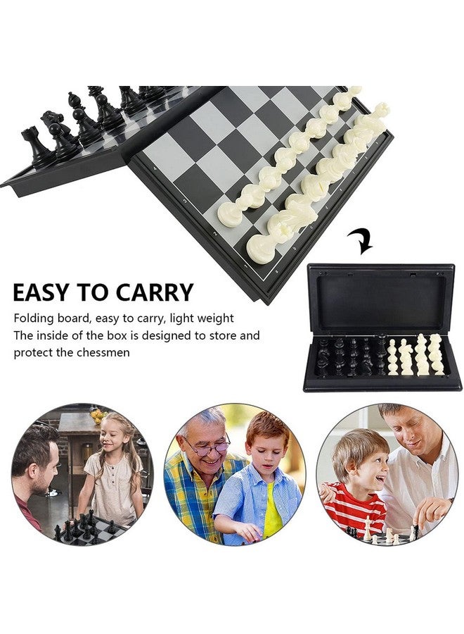 مجموعة لوحة شطرنج  مع بيادق مغناطيسية - ألعاب قابلة للطي ومناسبة للسفر للأطفال والكبار (أسود وأبيض) - Image 4