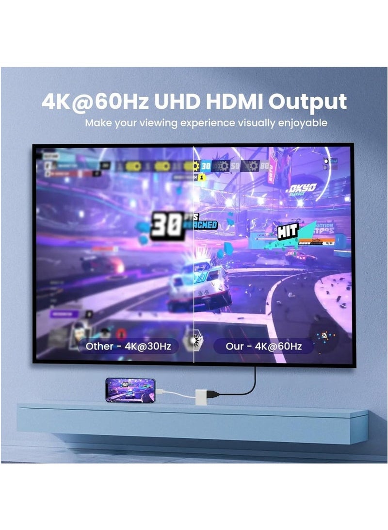 USB-C Digital AV Multiport Adapter, USB C to HDMI Adapter for iPhone 16/15 to TV, 4K 60Hz Video  Audio Sync Screen Converter Adapter for iPhone 16/15 Series/MacBook/iPad Pro, MFi Certified - Image 5