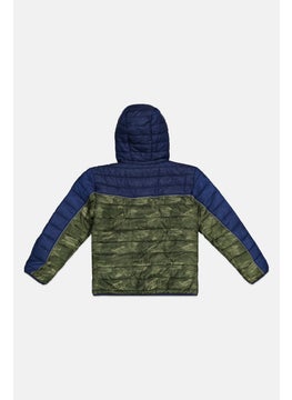 Weatherproof Kids Boy Reversible Quilted Jacket, Olive Combo  - Image 2