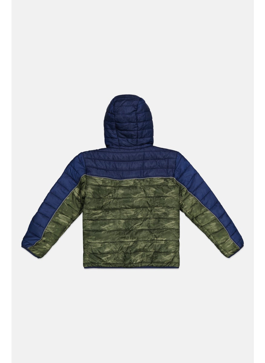 Weatherproof Kids Boy Reversible Quilted Jacket, Olive Combo  - Image 2