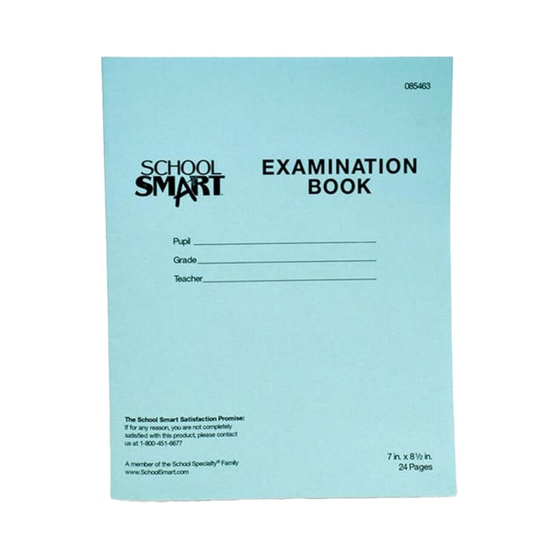 School Smart Examination Blue Book with 24 Pages, 7 x 8-1/2 Inches, Pack of 50 Books - Image 1