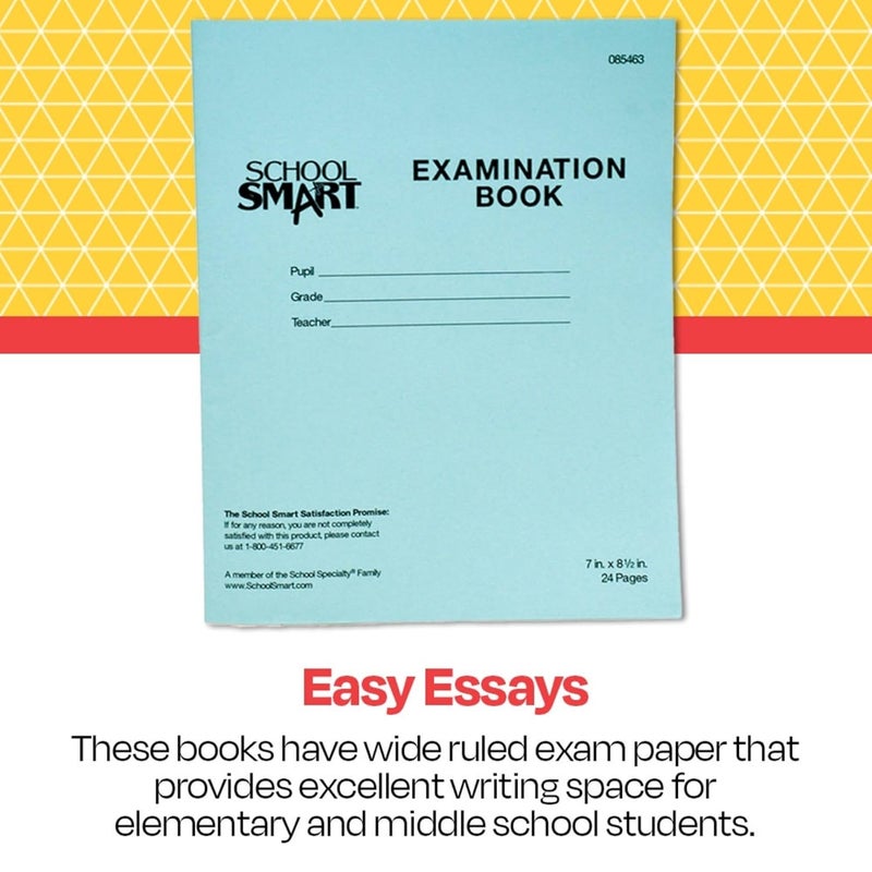 School Smart Examination Blue Book with 24 Pages, 7 x 8-1/2 Inches, Pack of 50 Books - Image 3