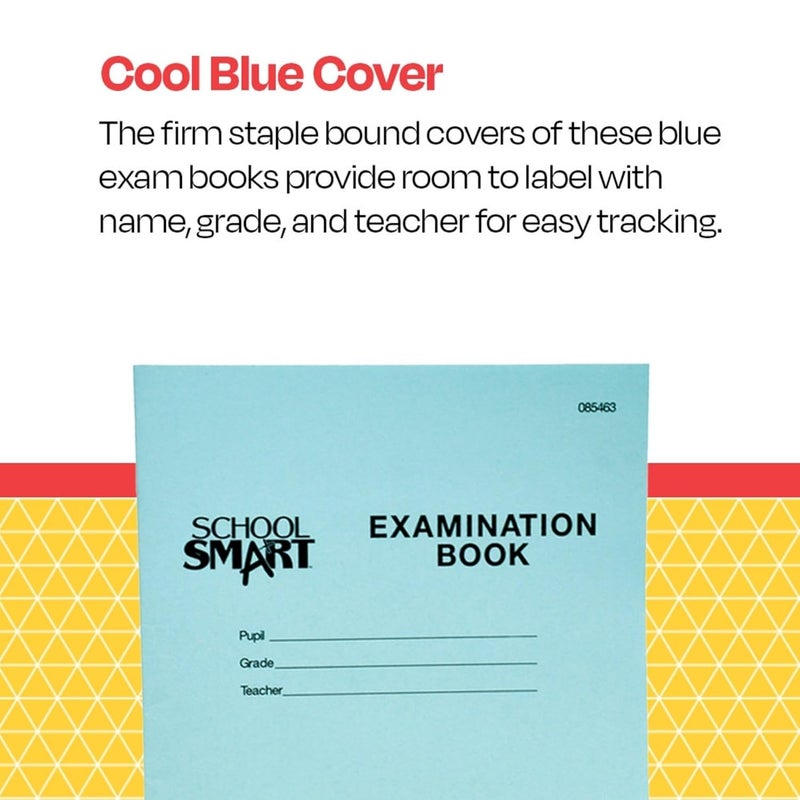 School Smart Examination Blue Book with 24 Pages, 7 x 8-1/2 Inches, Pack of 50 Books - Image 4