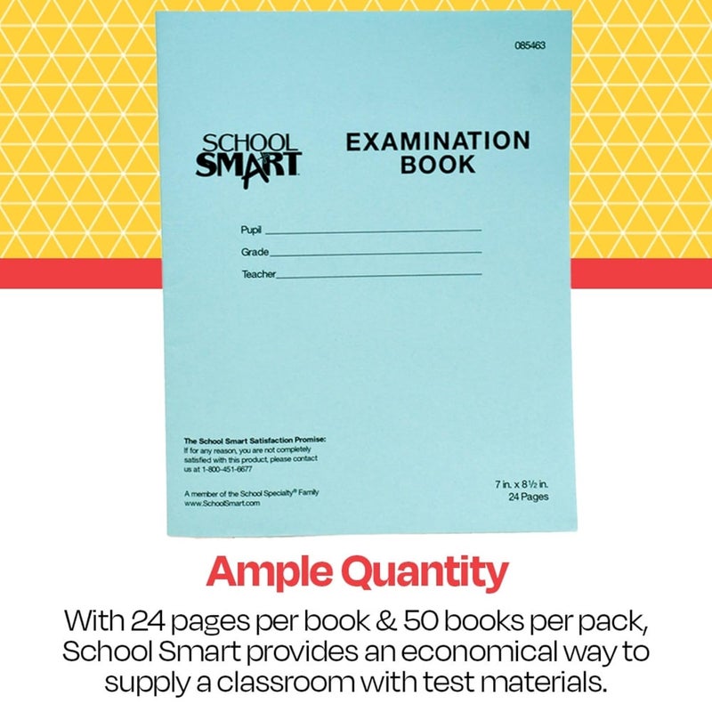 School Smart Examination Blue Book with 24 Pages, 7 x 8-1/2 Inches, Pack of 50 Books - Image 5