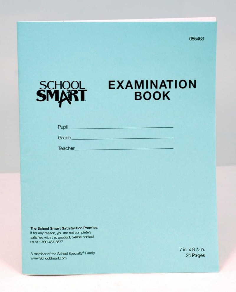 School Smart Examination Blue Book with 24 Pages, 7 x 8-1/2 Inches, Pack of 50 Books - Image 2