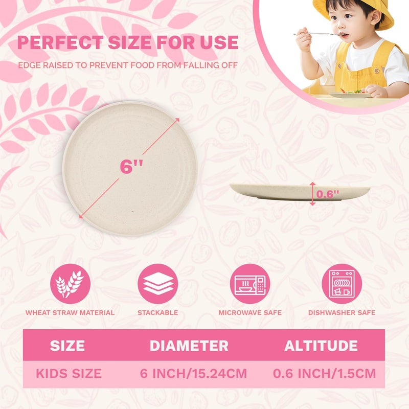 Homienly Plates Set of 8 Wheat Straw Plates 6Inch Lightweight Unbreakable Dinner Dishes Plates Mini Dessert Plates Kids Plates for Snack Cake  Beige - Image 2