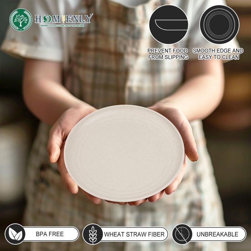 Homienly Plates Set of 8 Wheat Straw Plates 6Inch Lightweight Unbreakable Dinner Dishes Plates Mini Dessert Plates Kids Plates for Snack Cake  Beige - Image 4