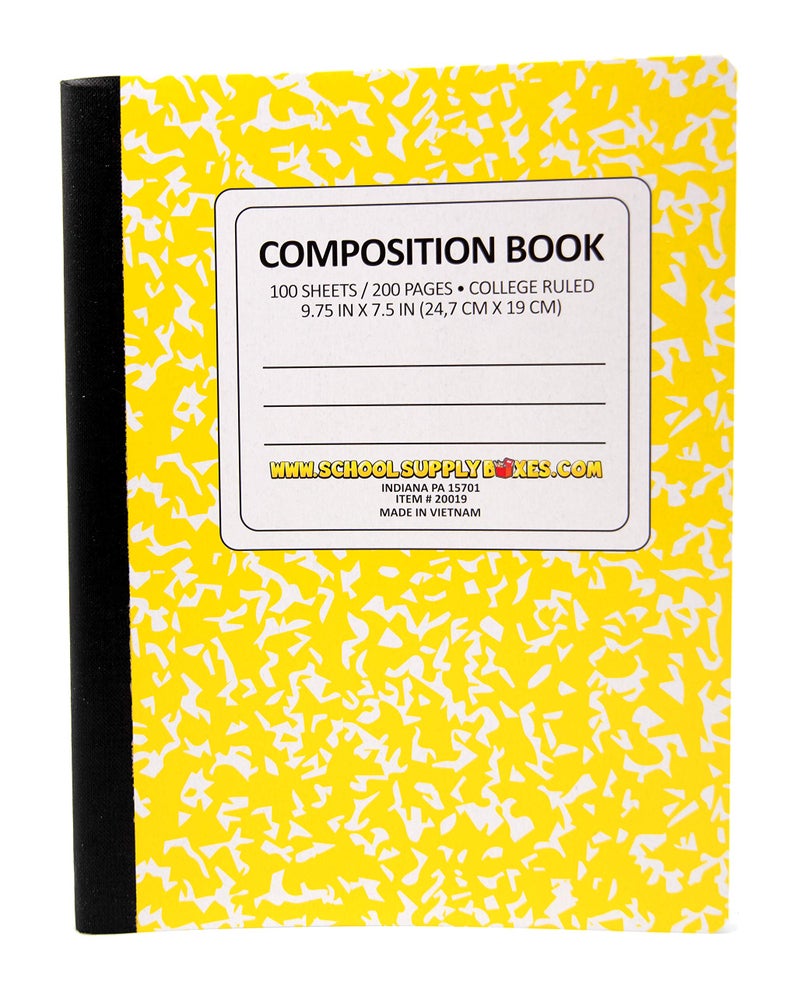 School Supply Boxes 100 Sheet Composition Notebooks - School Supply Boxes - 5 College Ruled Writing Notebooks - 1 Black, 1 Red, 1 Green, 1 Blue, and 1 Yellow (College Ruled) - Image 4