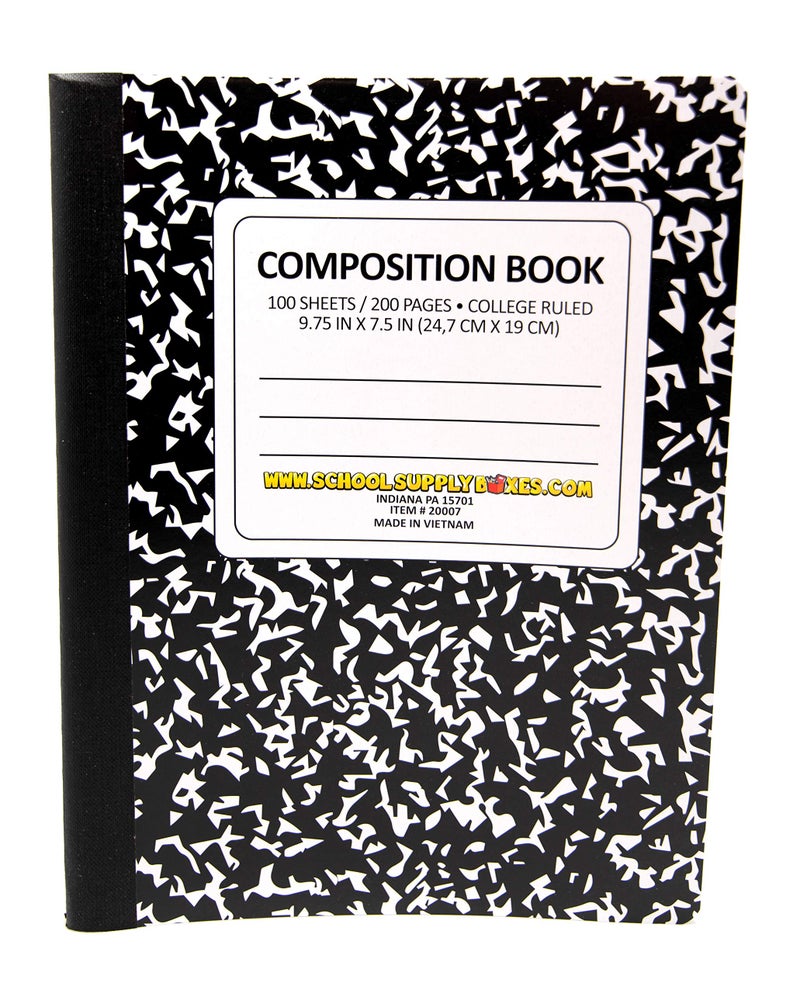 School Supply Boxes 100 Sheet Composition Notebooks - School Supply Boxes - 5 College Ruled Writing Notebooks - 1 Black, 1 Red, 1 Green, 1 Blue, and 1 Yellow (College Ruled) - Image 2