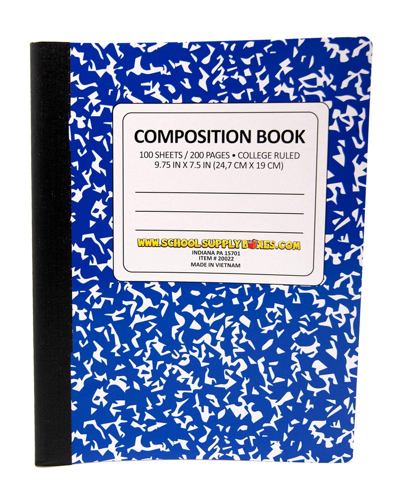 School Supply Boxes 100 Sheet Composition Notebooks - School Supply Boxes - 5 College Ruled Writing Notebooks - 1 Black, 1 Red, 1 Green, 1 Blue, and 1 Yellow (College Ruled) - Image 3