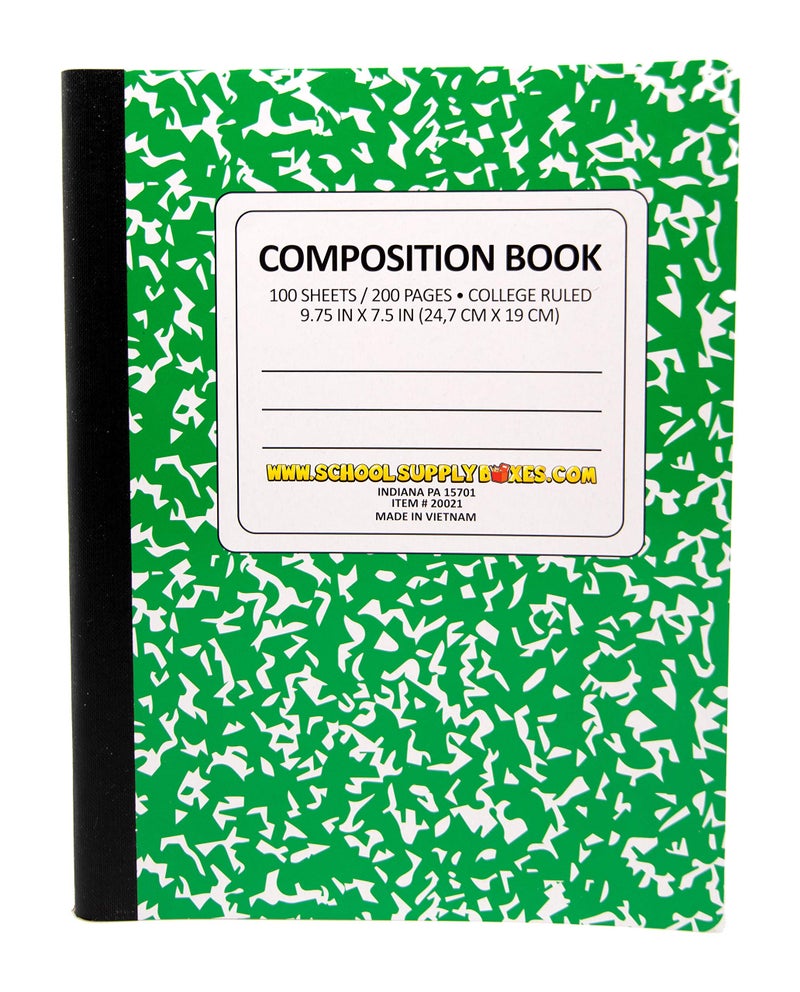 School Supply Boxes 100 Sheet Composition Notebooks - School Supply Boxes - 5 College Ruled Writing Notebooks - 1 Black, 1 Red, 1 Green, 1 Blue, and 1 Yellow (College Ruled) - Image 5