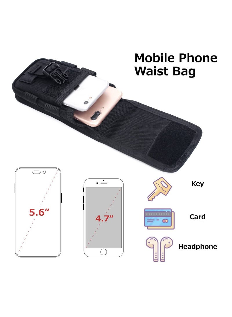 Excefore Tactical Molle Pouch, 2 Pcs Multipurpose Tactical Mobile Phone Belt Holster Smartphone Holder Utility EDC Waist Pack Gadget Tool Organizer IFAK Bag - Image 5