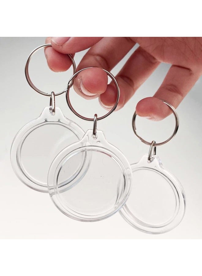 American Baby Company 25PCS Clear Round Acrylic Photo Keychains Round Blank Insert Photo Picture Frame Split Ring Keychain Snap In Round Photo Keychrings Wallet Friendly Key Ring for Women Men 1.4 x 1.4 Inch Inner Diameter  - Image 2