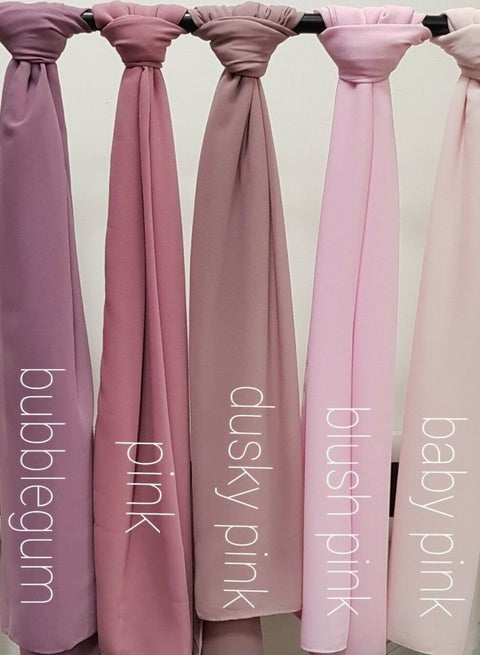 Bundle Of Five Plain Casual Chiffon Scarf Big Size - Multicolor