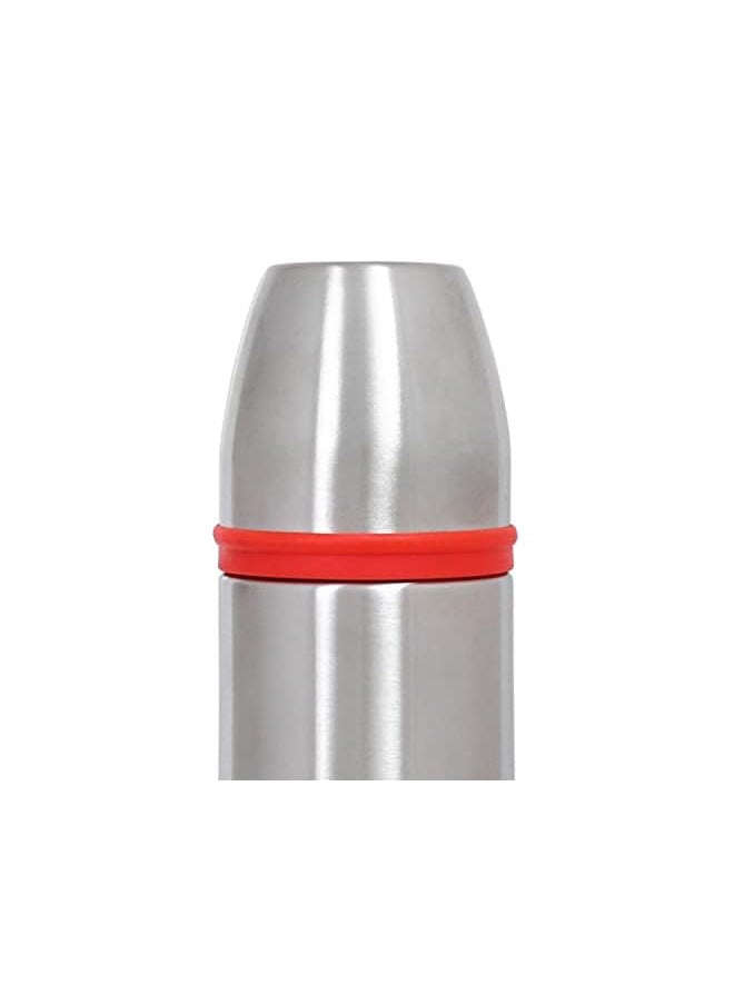 Nessan - Double Wall Vacuum Flask With Color Band Bottle For Coffee Builtin Lid Cup Stainless Steel Thermal Tea Mug Sport Bottles Silver  Red - Image 1