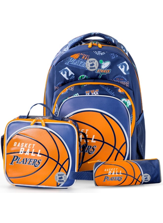 Eazy Kids Eazy Kids 18" Set of 3 Backpack w/ Lunch Bag and Pencil Case - Basket Ball  - Image 1