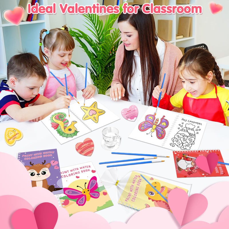 iRugosa hapfyer 24 Pack Water Coloring Book Valentines Day Gifts for Kids, Mini Coloring Books Bulk with Valentines Cards for Kids Classroom School Gifts Prizes Exchnge Goodie Bag Stuffers - Image 4