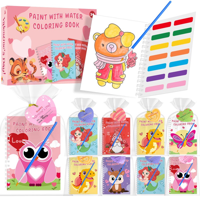 iRugosa hapfyer 24 Pack Water Coloring Book Valentines Day Gifts for Kids, Mini Coloring Books Bulk with Valentines Cards for Kids Classroom School Gifts Prizes Exchnge Goodie Bag Stuffers - Image 1