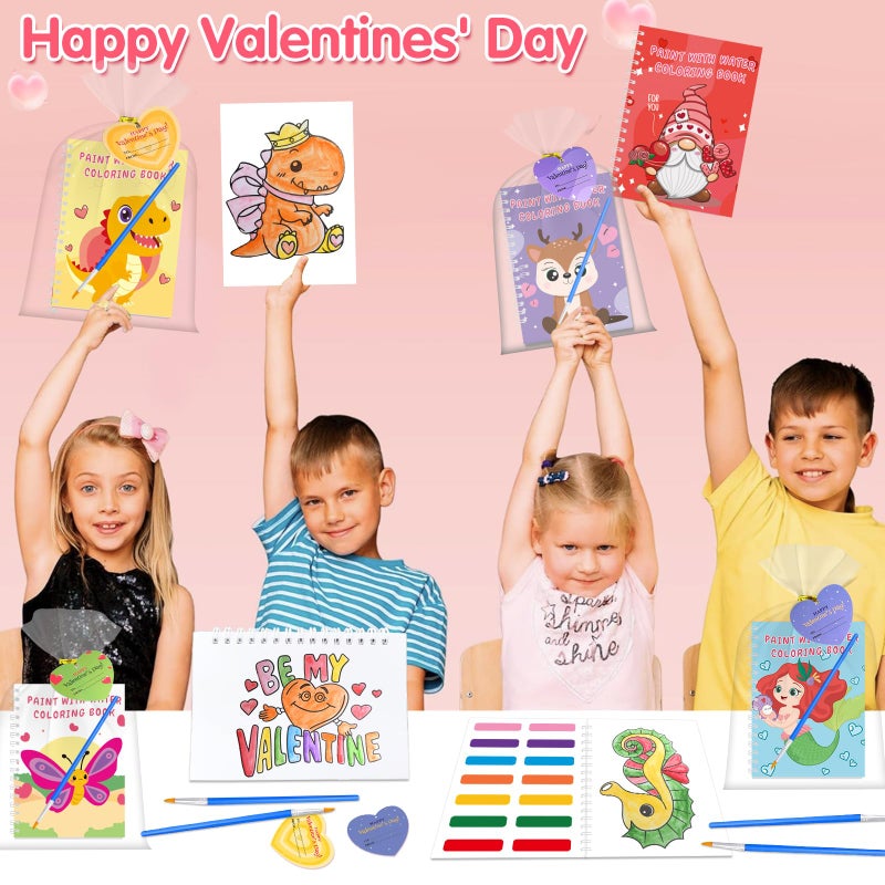 iRugosa hapfyer 24 Pack Water Coloring Book Valentines Day Gifts for Kids, Mini Coloring Books Bulk with Valentines Cards for Kids Classroom School Gifts Prizes Exchnge Goodie Bag Stuffers - Image 5