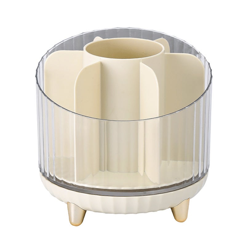 Rotating Pen Holder: 360 Degree Rotation Large Capacity Transparent Multi Compartment - Quick Access Easy Cleanse Pen Organizer for Student Office Home Desk Storage - Image 1