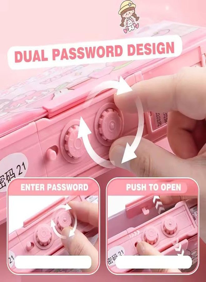 Funspark Pink Yummy Theme Push-Button Pencil Box for Kids with Multi Compartments | Cute Hardtop Stationery Case + Character Push-Pull Eraser | Durable Pencil Pouch for Girls & Students - Image 4