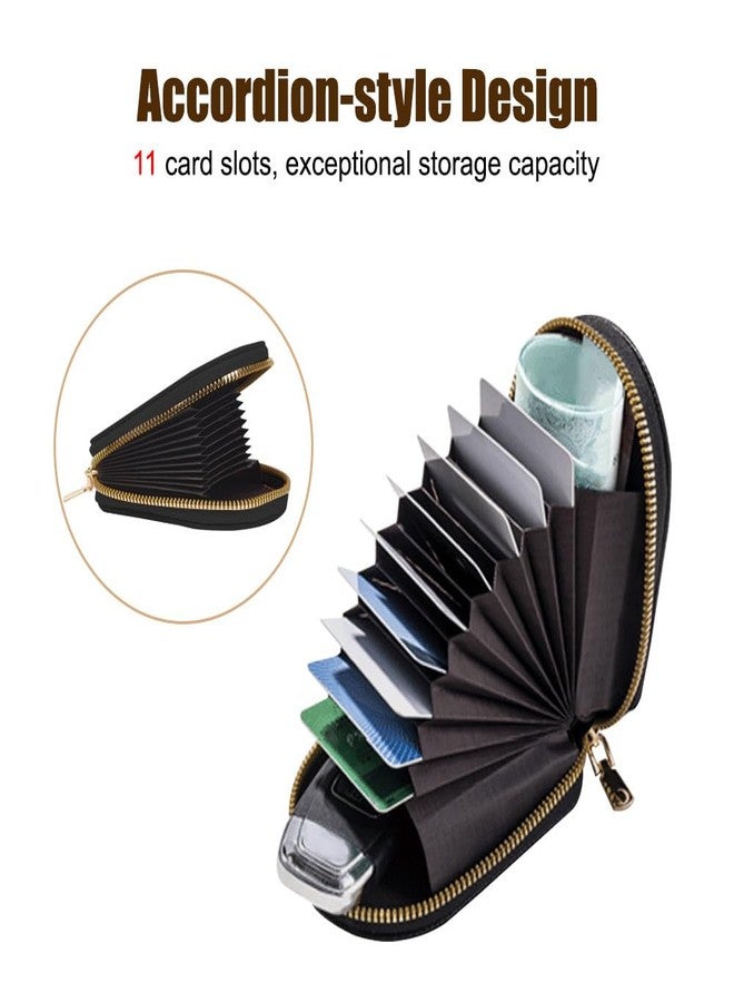 DONGKER Cute Penguins Card Coin Holder,PU Zippered Cartoon Penguin Accordion Card Wallet Built-in 11 Card Slots for Men Women - Image 3