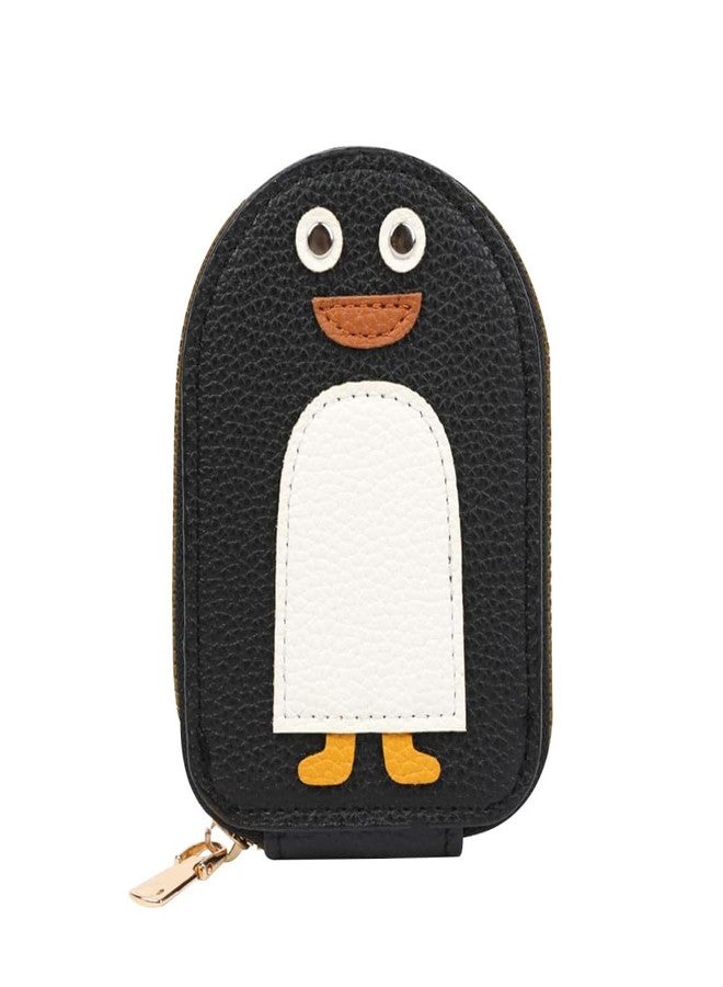 DONGKER Cute Penguins Card Coin Holder,PU Zippered Cartoon Penguin Accordion Card Wallet Built-in 11 Card Slots for Men Women - Image 1