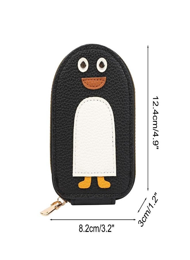 DONGKER Cute Penguins Card Coin Holder,PU Zippered Cartoon Penguin Accordion Card Wallet Built-in 11 Card Slots for Men Women - Image 4
