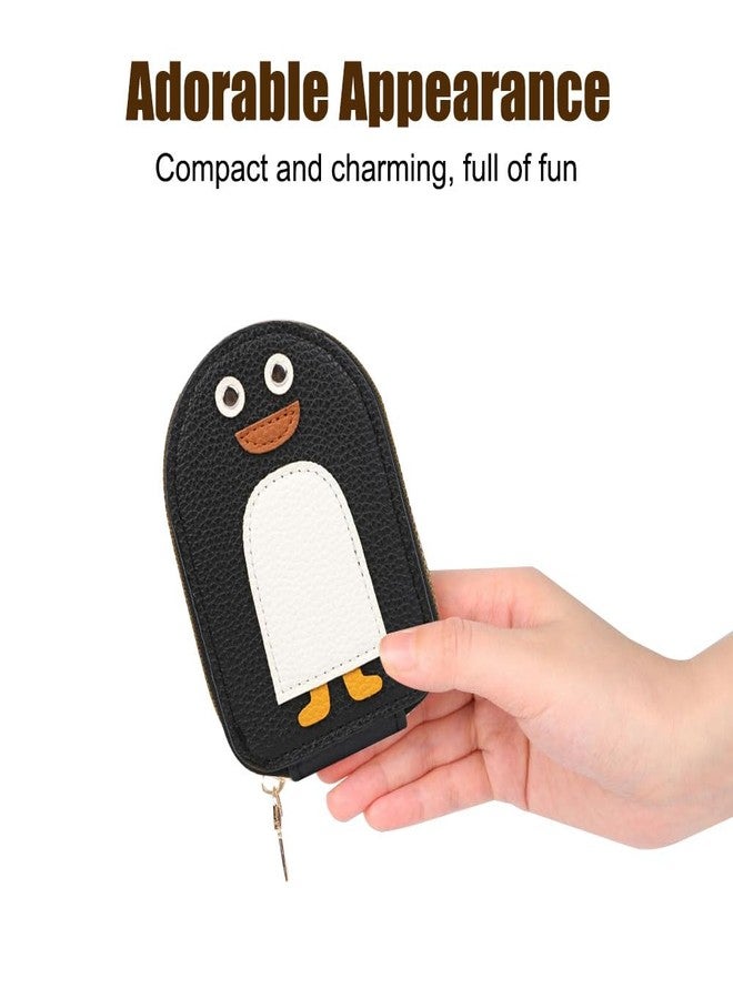 DONGKER Cute Penguins Card Coin Holder,PU Zippered Cartoon Penguin Accordion Card Wallet Built-in 11 Card Slots for Men Women - Image 5